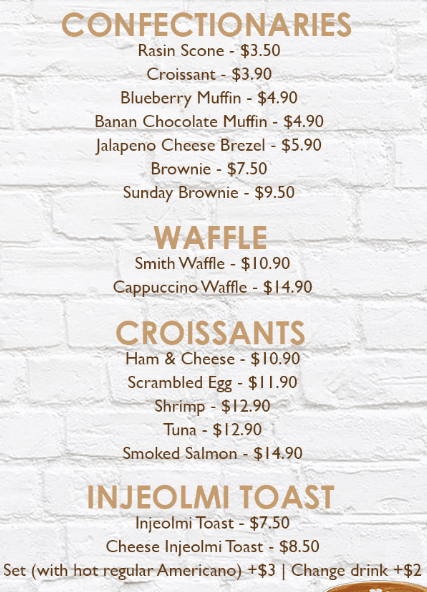 COFFEESMITH MENU