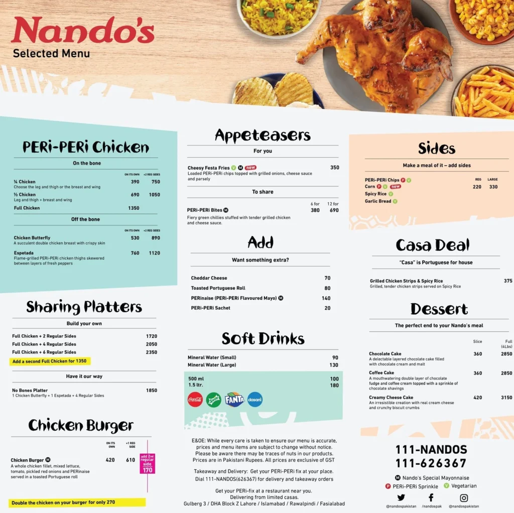 Nandos Menu