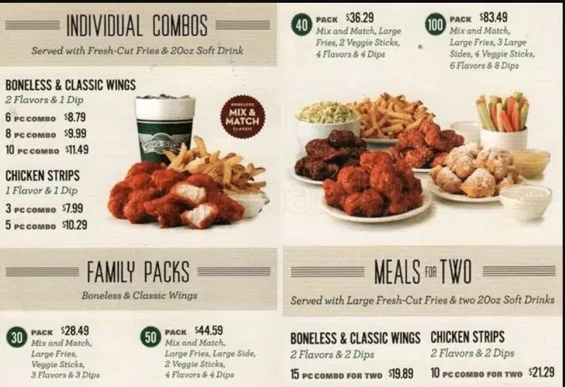 WINGSTOP menu 