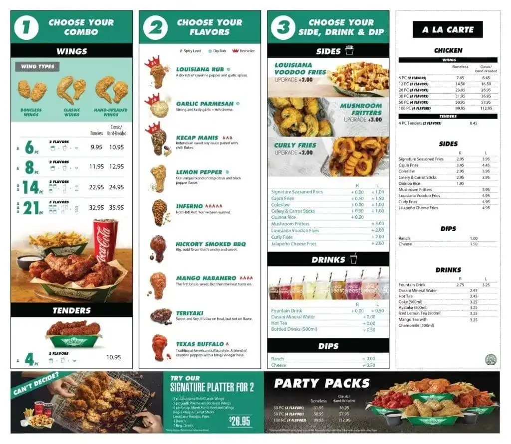 WINGSTOP menu 