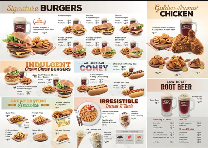 A & W MENU 