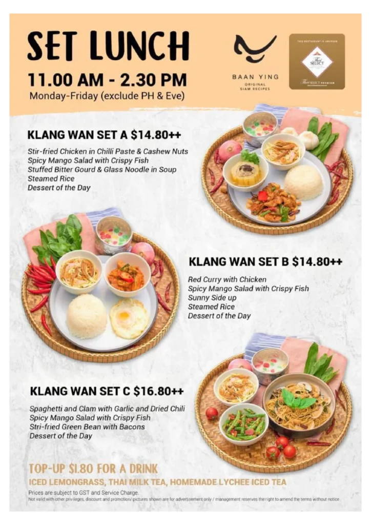 BAAN YING MENU