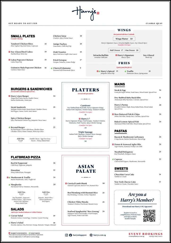 Harry’s menu