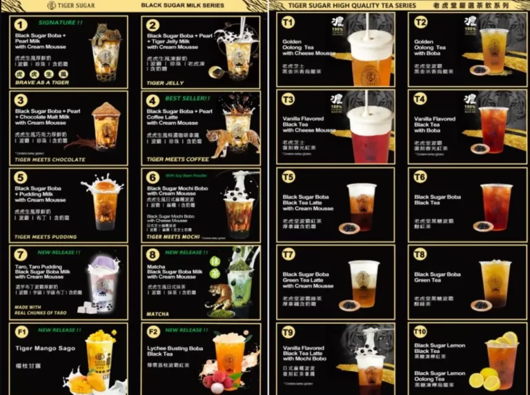 TIGER SUGAR MENU