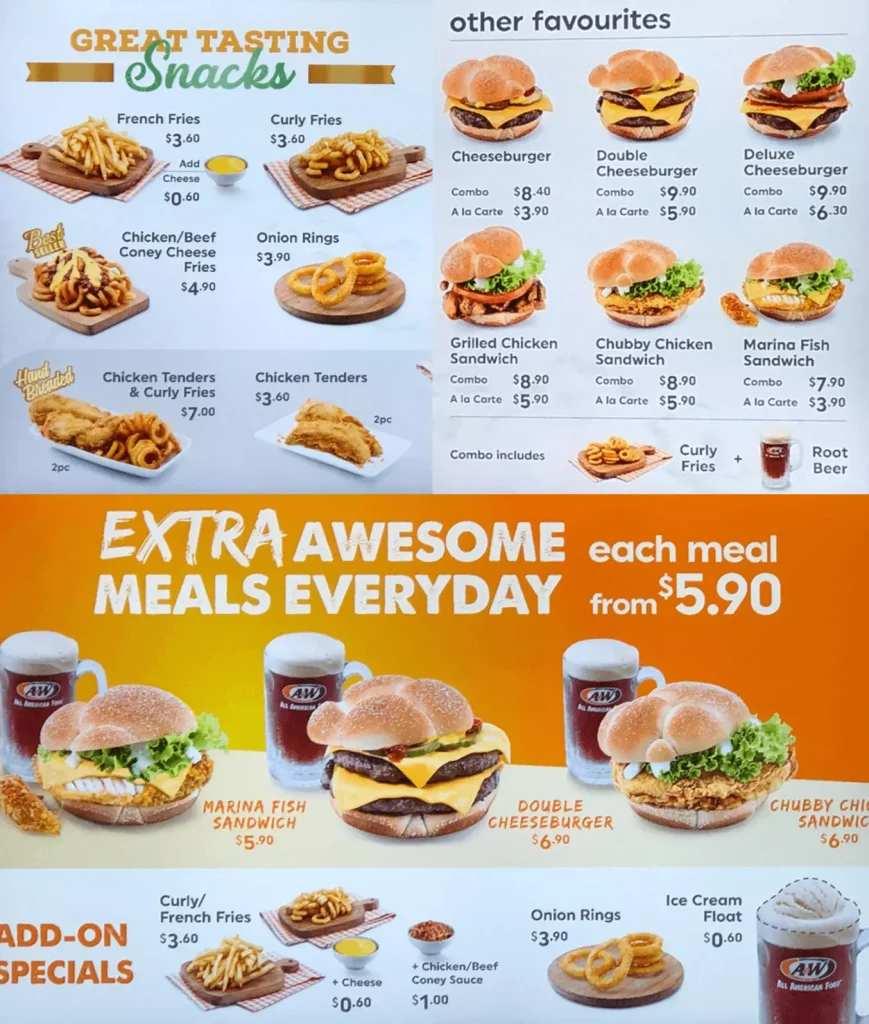 A & W MENU 