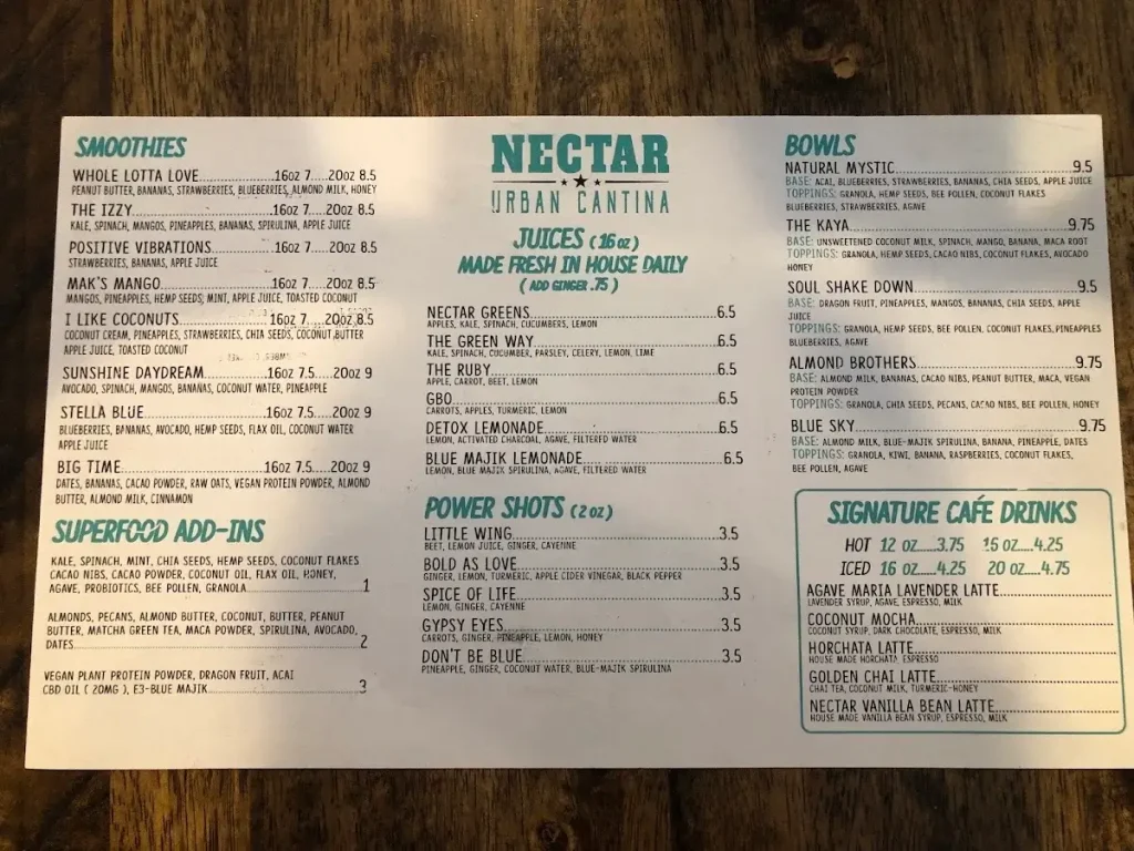 NECTAR MENU 