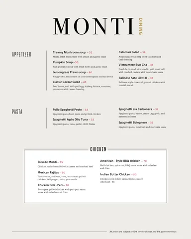 Monti menu 