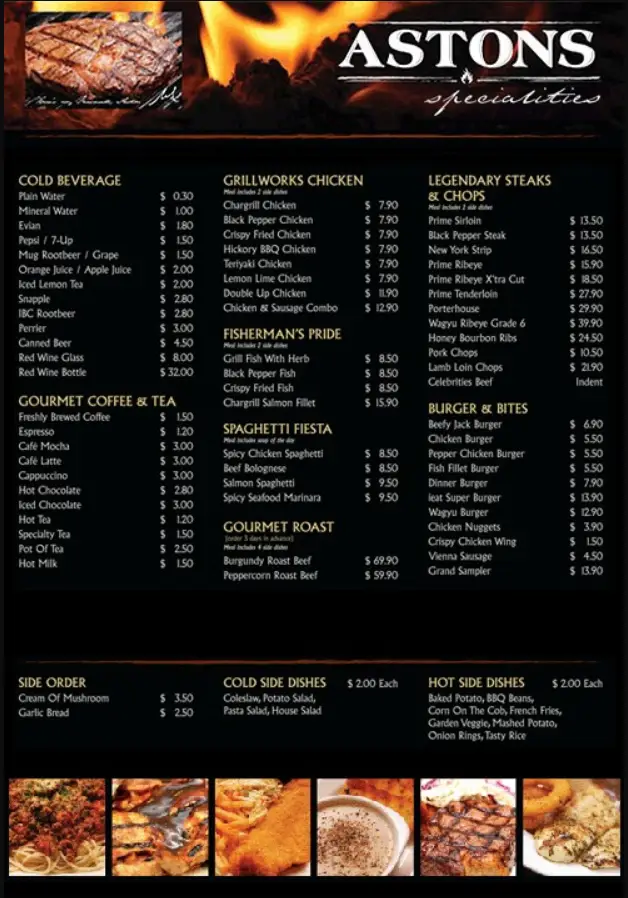 Astons menu