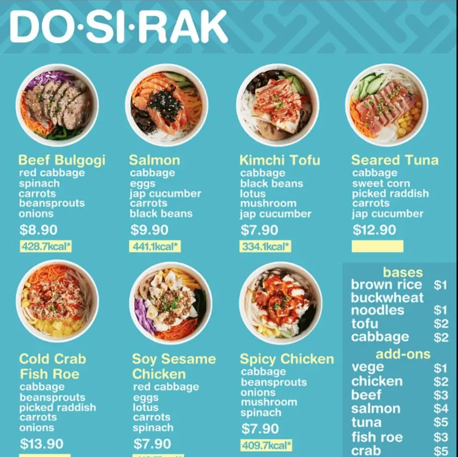 DOSIRAK MENU SINGAPORE & UPDATED PRICES FEBRUARY 2025 - Singa Menu