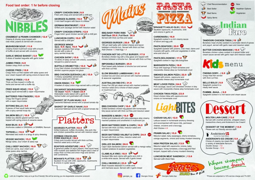 GEORGES MENU