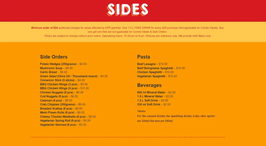 Rite Pizza menu