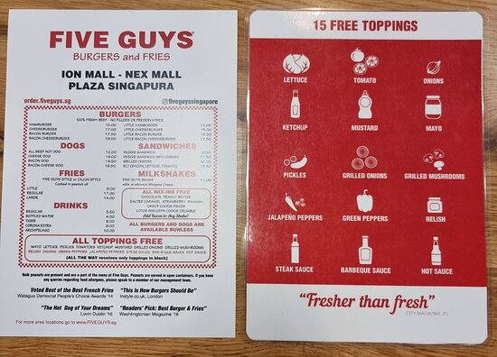 Five Guys menu