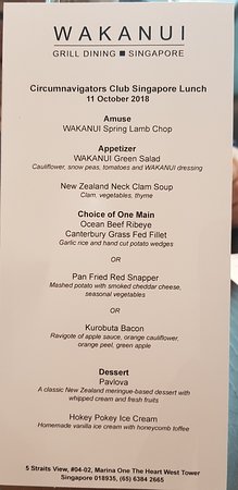 Wakanui menu