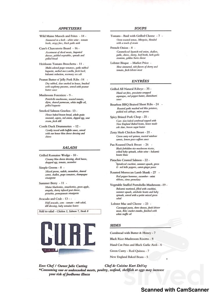 CURE MENU SINGAPORE