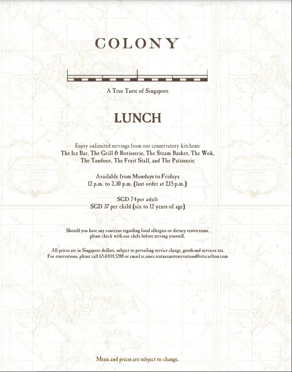 colony menu