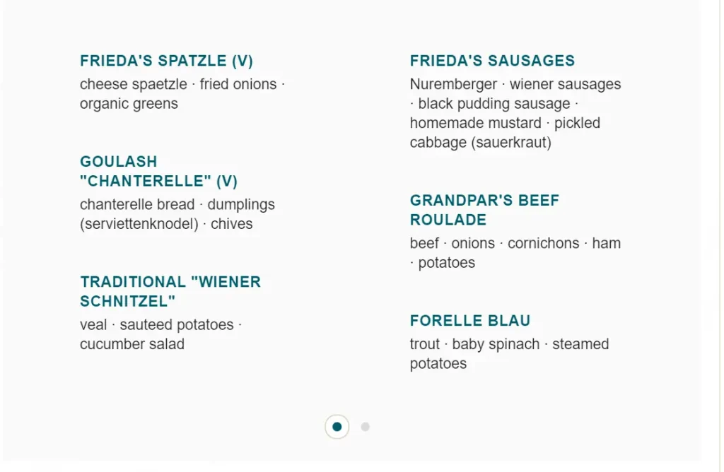 frieda menu