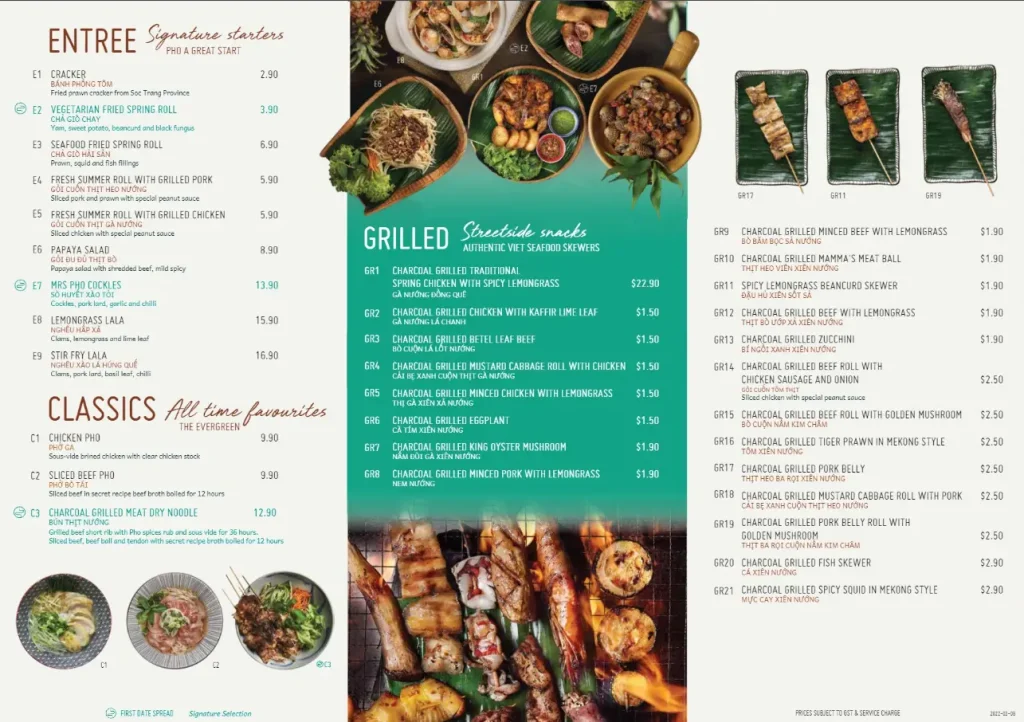 MRS PHO menu