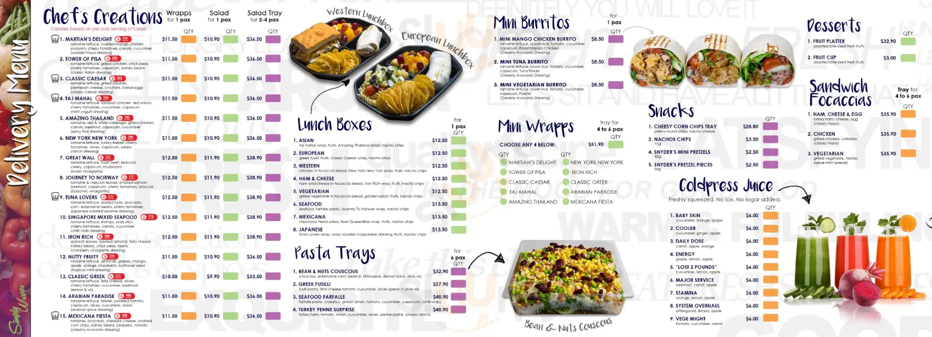 simply wrapps menu