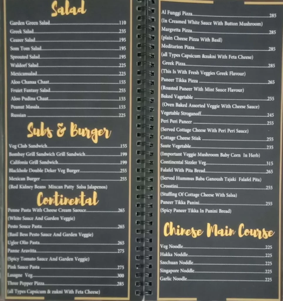 The Black Hole menu in Singapore