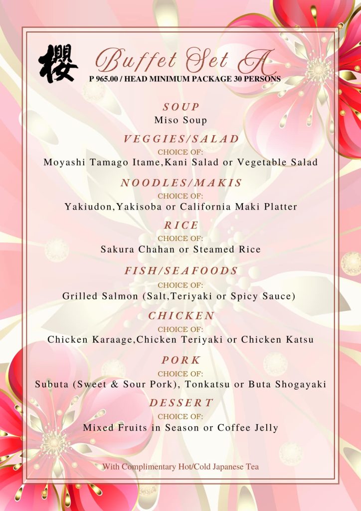 SAKURA BUFFET MENU SINGAPORE prices