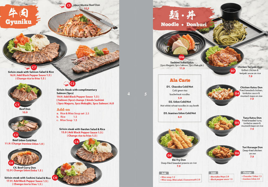 KAZOKU JAPANESE CUISINE MENU SINGAPORE 
