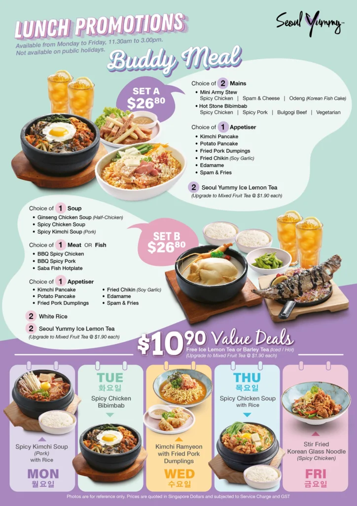 Seoul Yummy Menu Singapore Prices