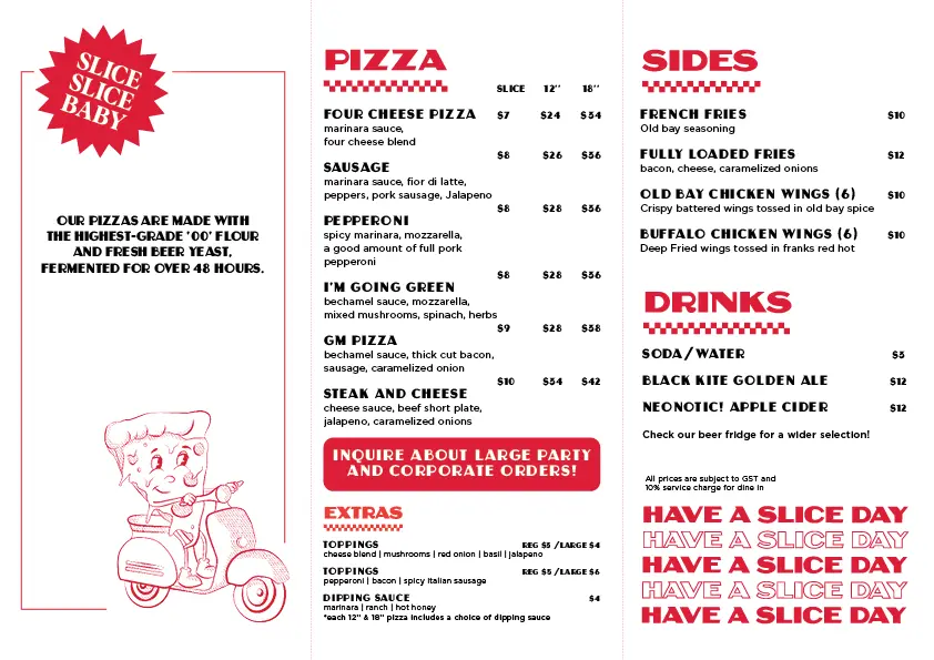 SONNY’S PIZZA MENU SINGAPORE