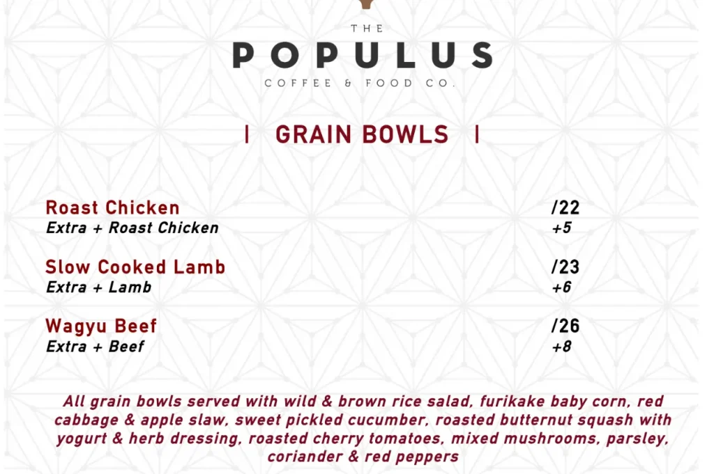 THE POPULUS MENU SINGAPORE