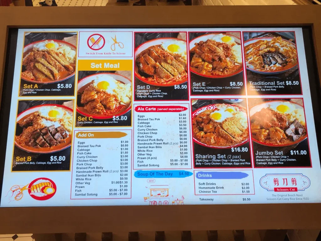 BEACH ROAD SCISSOR-CUT MENU SINGAPORE