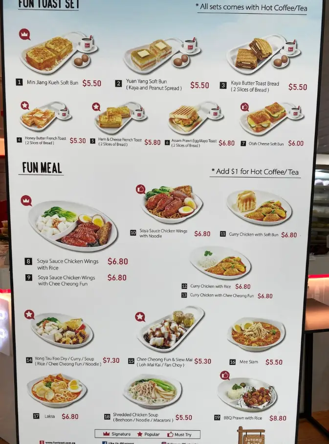 YA KUN KAYA TOAST MENU SINGAPORE